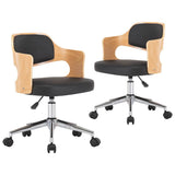 Vidaxl eetkamerstoelen draaibaar 2 st gebogen hout en kunstleer zwart