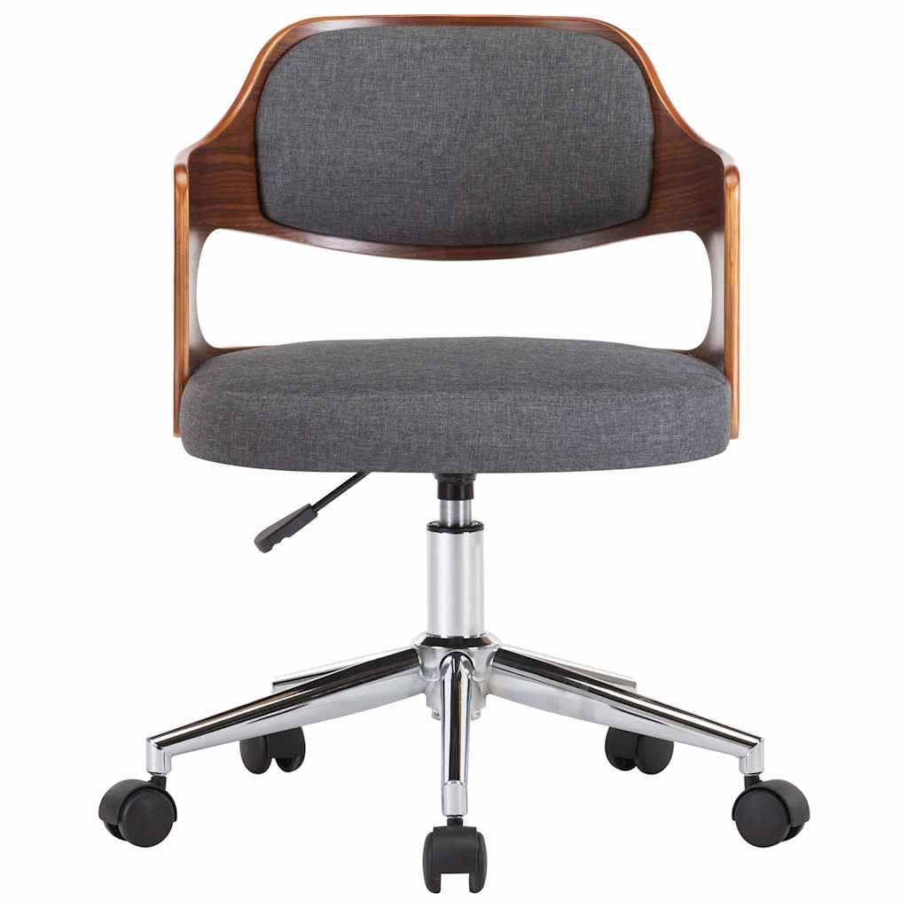 Vidaxl eetkamerstoelen 2 st draaibaar gebogen hout en stof grijs
