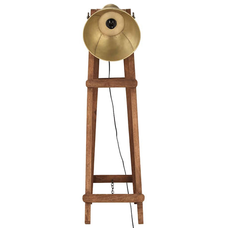 Vidaxl vloerlamp e27 massief mangohout messingkleurig