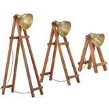 VIDAXL -Stehlampen 3 ST E27 Solid Mangowood Messing gefärbt