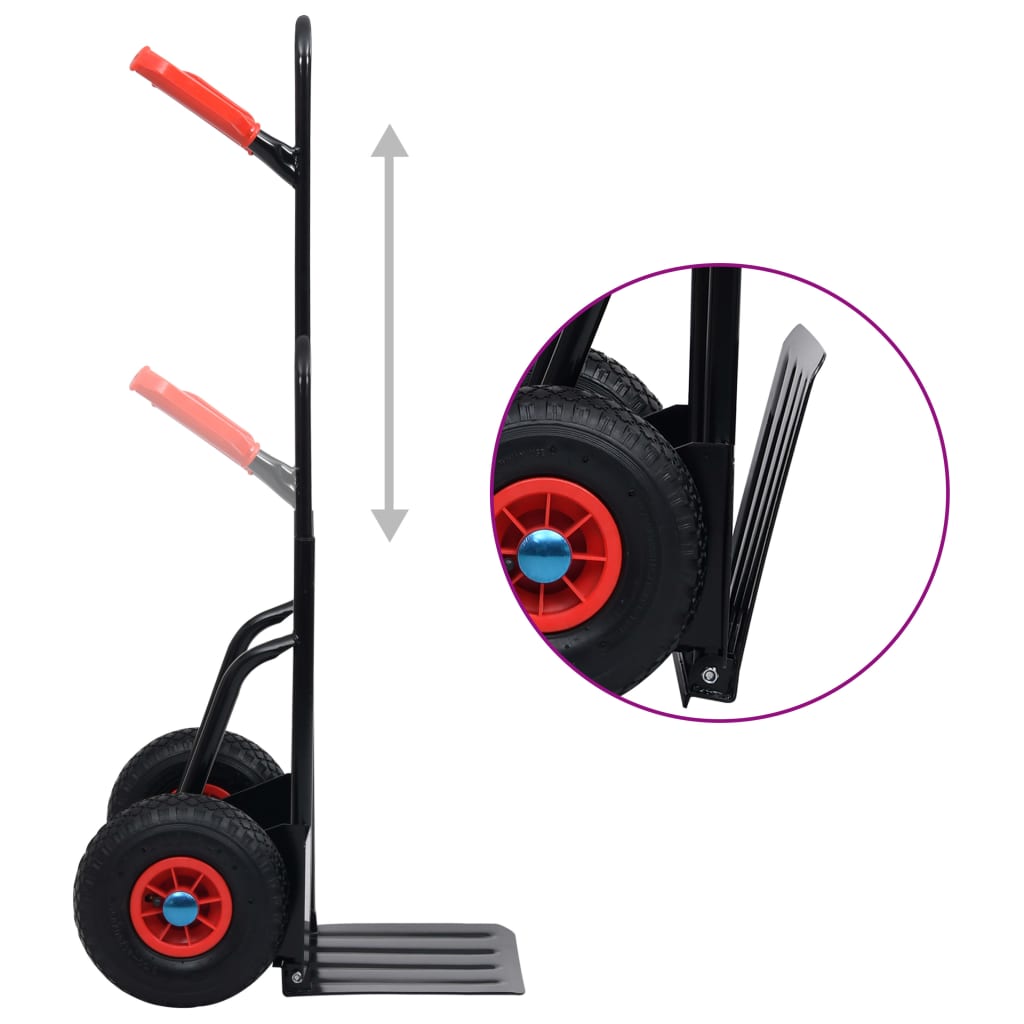 Vidaxl steekwagen telescopisch 200 kg zwart en rood