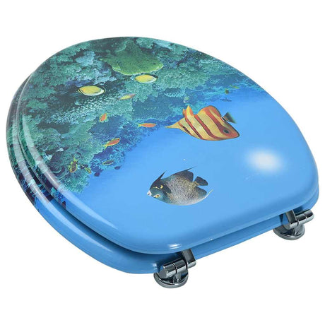 Vidaxl Toilettensitz mit Deckel Deep Sea MDF