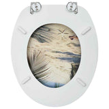 Vidaxl Toilettensitz mit Deckel Beach MDF