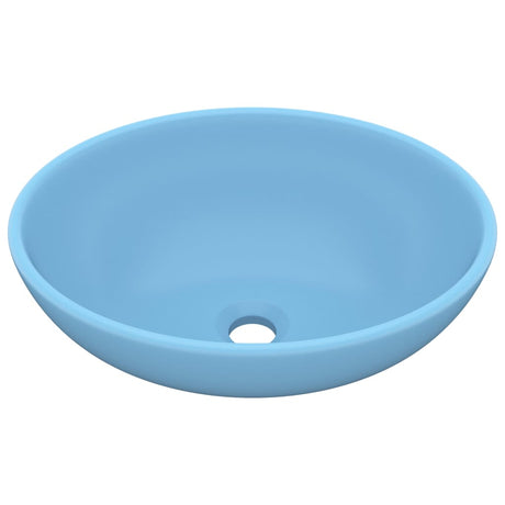 VIDAXL WASHBAIN OVAL 40x33 cm Keramik Matt Hellblau