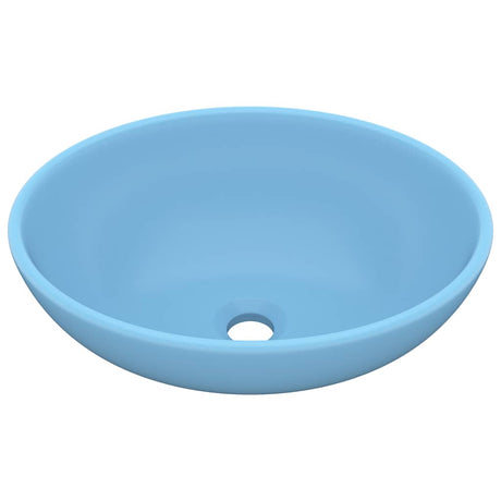 VIDAXL WASHBAIN OVAL 40x33 cm Keramik Matt Hellblau