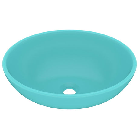 VIDAXL WASHBAIN OVAL 40x33 cm Keramik Matt Hellgrün