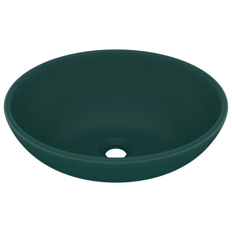 VIDAXL WASHBAIN OVAL 40x33 cm Keramik Matt Dunkelgrün