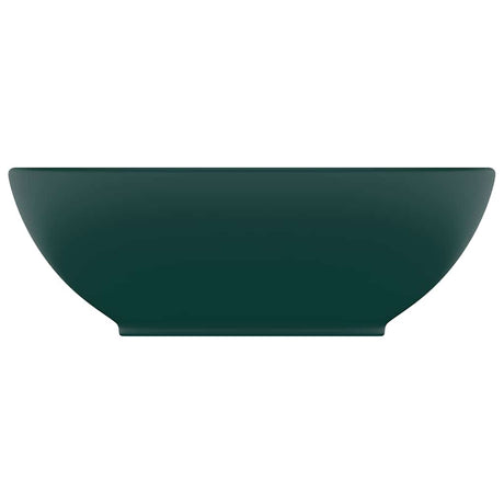 VIDAXL WASHBAIN OVAL 40x33 cm Keramik Matt Dunkelgrün