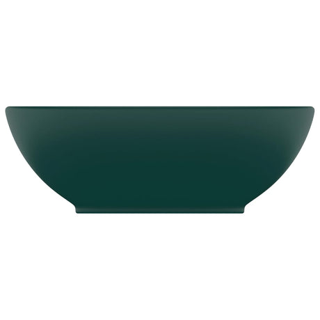 VIDAXL WASHBAIN OVAL 40x33 cm Keramik Matt Dunkelgrün