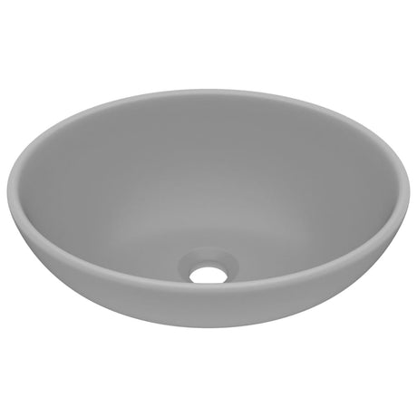 VIDAXL WASHBAIN OVAL 40x33 cm Keramik Matt Hellgrau