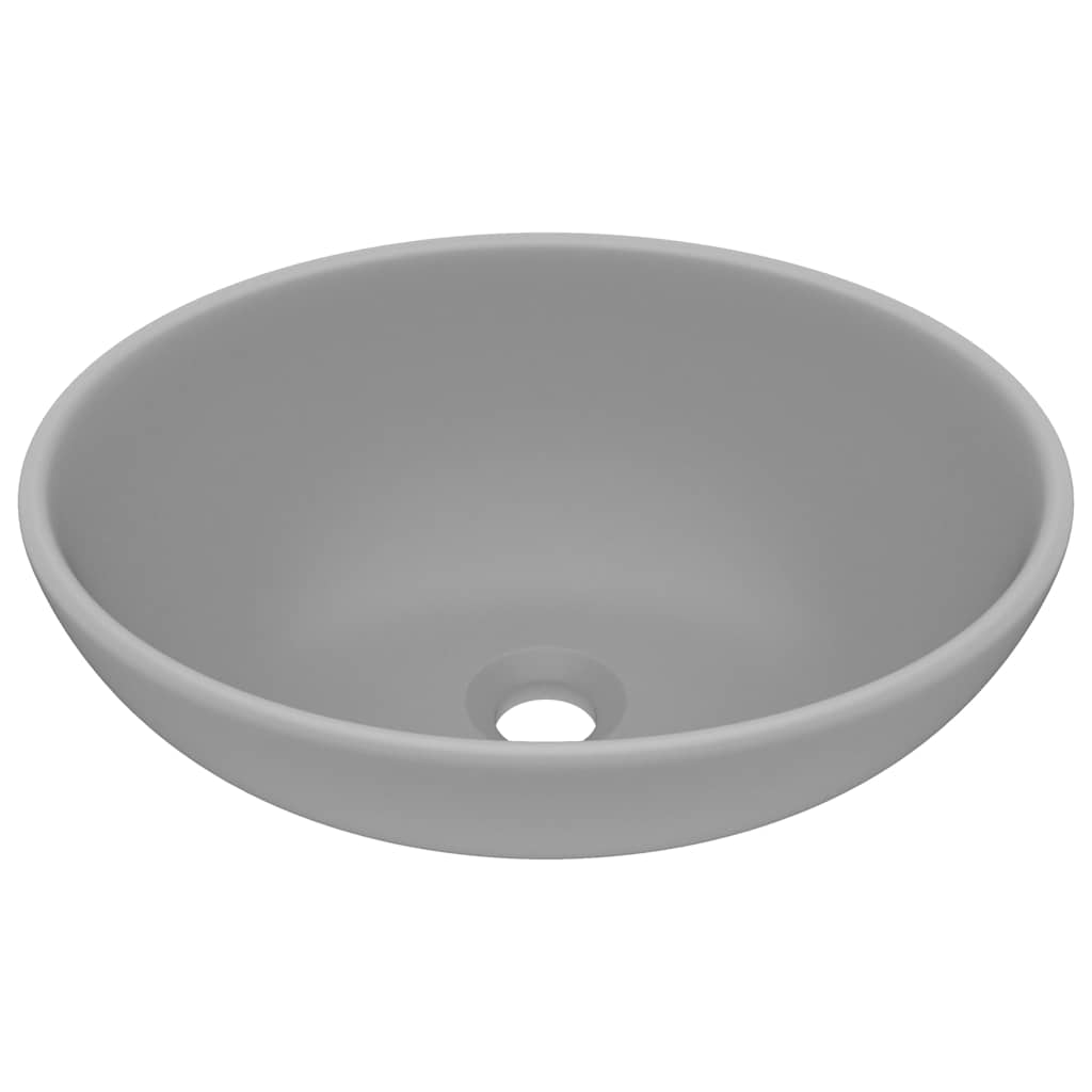 VIDAXL WASHBAIN OVAL 40x33 cm Keramik Matt Hellgrau
