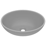 VIDAXL WASHBAIN OVAL 40x33 cm Keramik Matt Hellgrau
