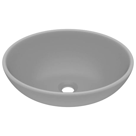 VIDAXL WASHBAIN OVAL 40x33 cm Keramik Matt Hellgrau