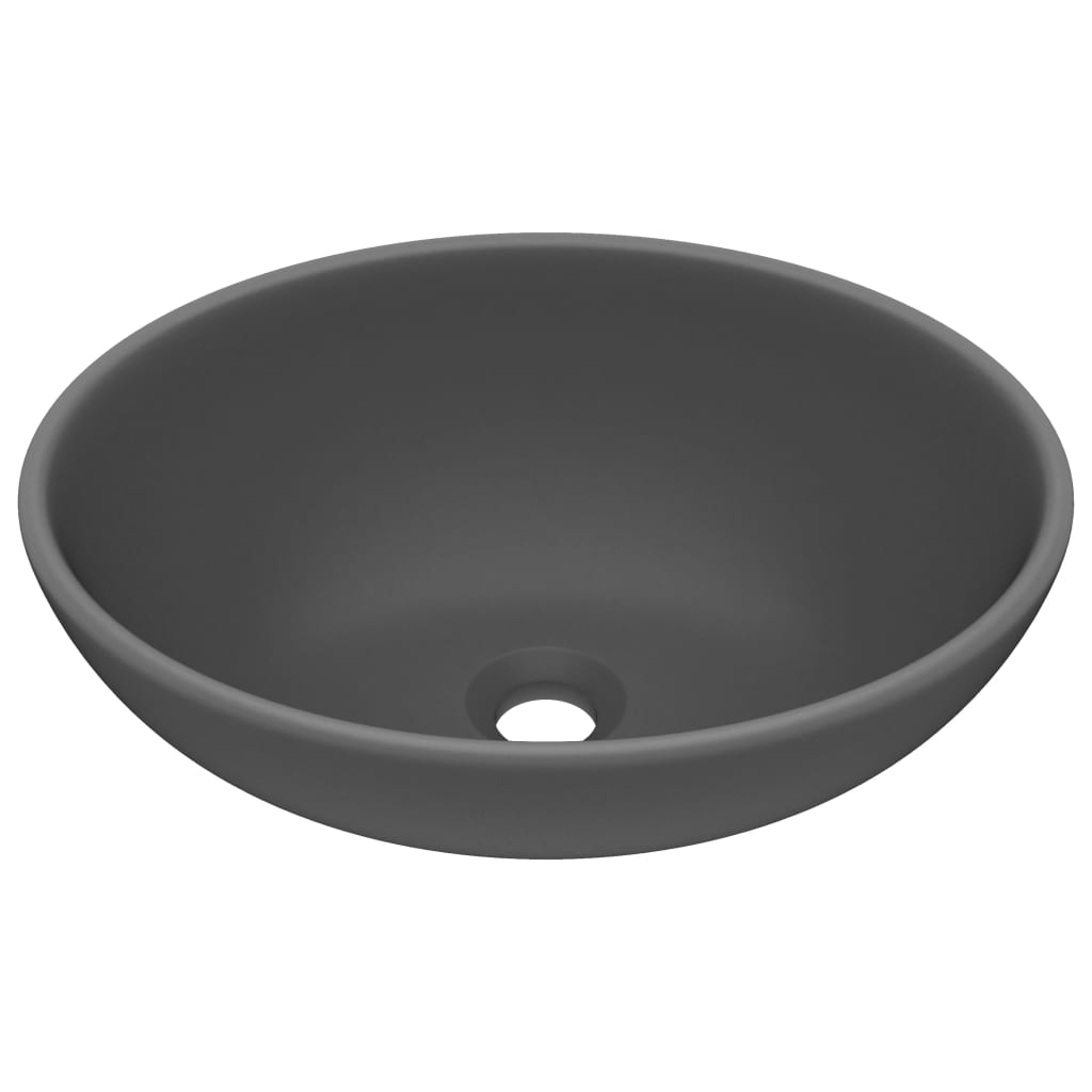 VIDAXL WASHBAIN OVAL 40x33 cm Keramik Matt Dunkelgrau