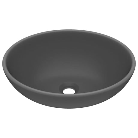 VIDAXL WASHBAIN OVAL 40x33 cm Keramik Matt Dunkelgrau