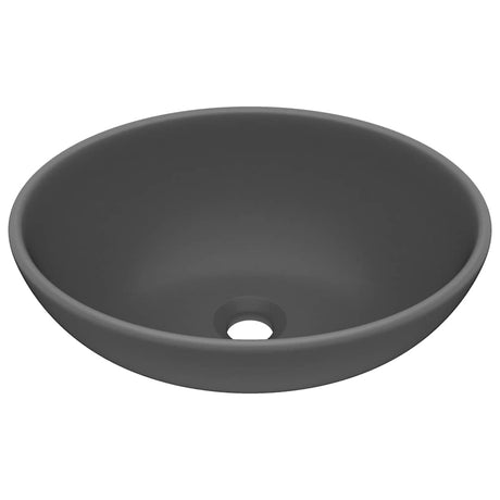 VIDAXL WASHBAIN OVAL 40x33 cm Keramik Matt Dunkelgrau