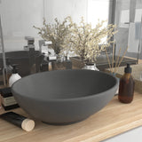 VIDAXL WASHBAIN OVAL 40x33 cm Keramik Matt Dunkelgrau