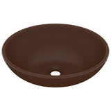 VIDAXL WASHBAIN OVAL 40x33 cm Keramik Matt Dunkelbraun