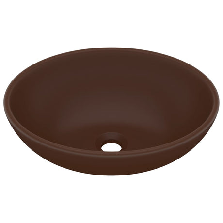 VIDAXL WASHBAIN OVAL 40x33 cm Keramik Matt Dunkelbraun