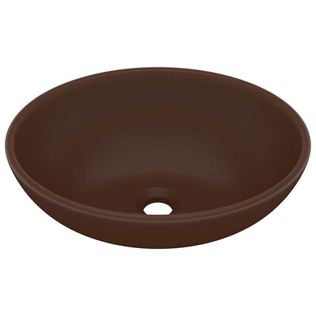 VIDAXL WASHBAIN OVAL 40x33 cm Keramik Matt Dunkelbraun