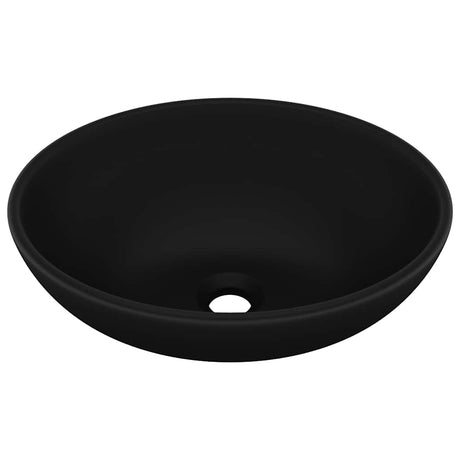 VIDAXL WASHBAIN OVAL 40x33 cm Keramikmattschwarz