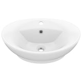 Vidaxl -Waschbecken mit Landung oval 58,5 x 39 cm Keramikmatte Weiß
