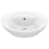 Vidaxl -Waschbecken mit Landung oval 58,5 x 39 cm Keramikmatte Weiß
