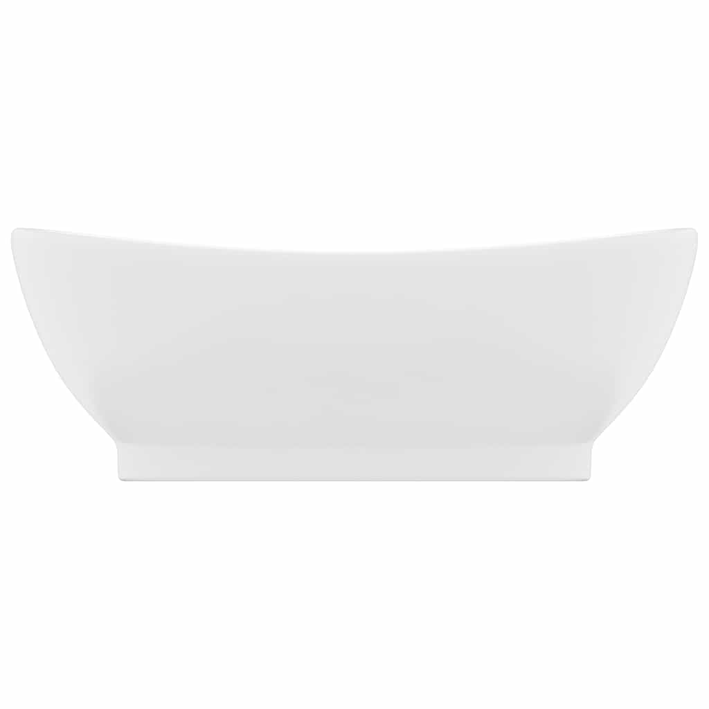 Vidaxl -Waschbecken mit Landung oval 58,5 x 39 cm Keramikmatte Weiß