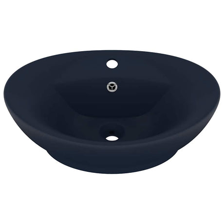 Vidaxl -Waschbecken mit Landung oval 58,5 x 39 cm Keramik Matt Dunkelblau