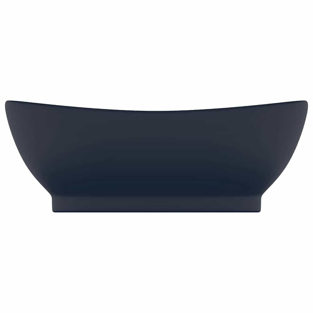 Vidaxl -Waschbecken mit Landung oval 58,5 x 39 cm Keramik Matt Dunkelblau