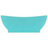 Vidaxl -Waschbecken mit Landung oval 58,5 x 39 cm Keramik Matt Hellgrün