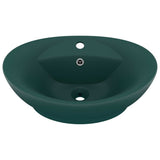 Vidaxl -Waschbecken mit Landung oval 58,5 x 39 cm Keramik Matt Dunkelgrün