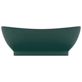 Vidaxl -Waschbecken mit Landung oval 58,5 x 39 cm Keramik Matt Dunkelgrün