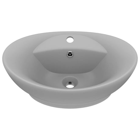 Vidaxl -Waschbecken mit Landung oval 58,5 x 39 cm Keramik Matt Hellgrau