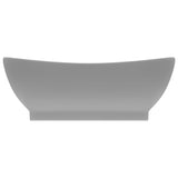 Vidaxl -Waschbecken mit Landung oval 58,5 x 39 cm Keramik Matt Hellgrau