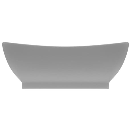 Vidaxl -Waschbecken mit Landung oval 58,5 x 39 cm Keramik Matt Hellgrau
