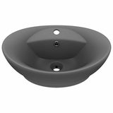 Vidaxl -Waschbecken mit Landung oval 58,5 x 39 cm Keramik Matt Dunkelgrau