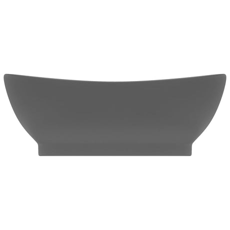 Vidaxl -Waschbecken mit Landung oval 58,5 x 39 cm Keramik Matt Dunkelgrau