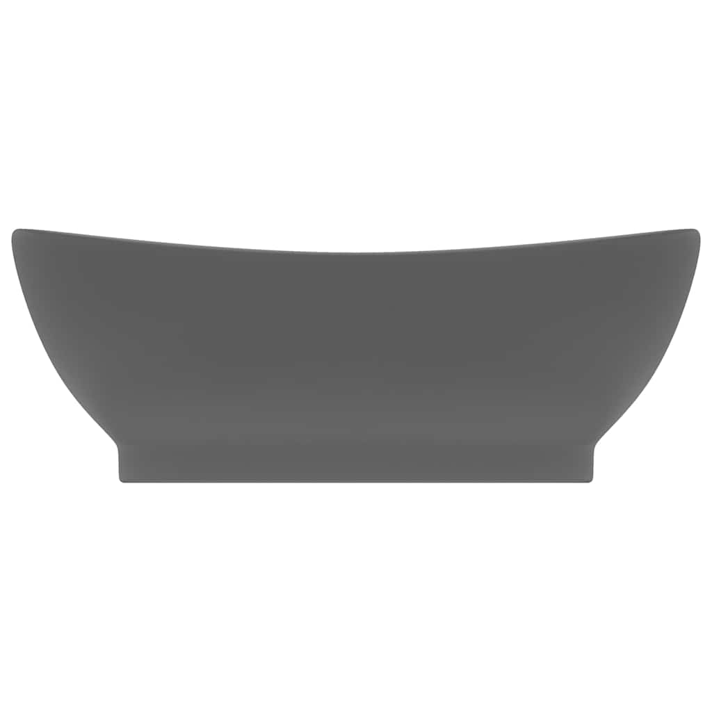 Vidaxl -Waschbecken mit Landung oval 58,5 x 39 cm Keramik Matt Dunkelgrau