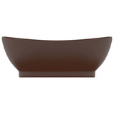 Vidaxl -Waschbecken mit Landung oval 58,5 x 39 cm Keramik Matt Dunkelbraun