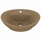 Vidaxl -Waschbecken mit Landung oval 58,5 x 39 cm Keramikmattencreme