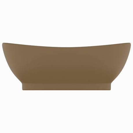 Vidaxl -Waschbecken mit Landung oval 58,5 x 39 cm Keramikmattencreme