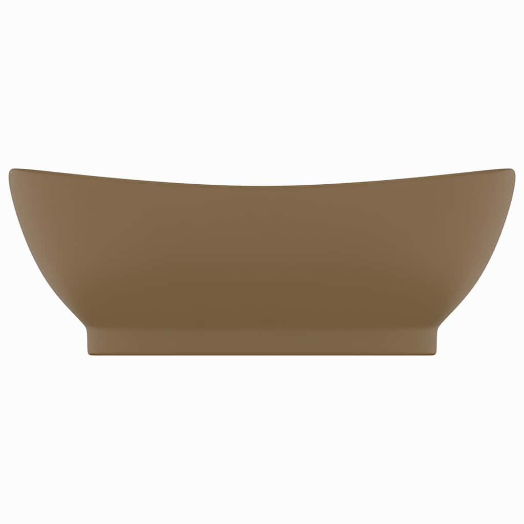 Vidaxl -Waschbecken mit Landung oval 58,5 x 39 cm Keramikmattencreme