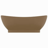 Vidaxl -Waschbecken mit Landung oval 58,5 x 39 cm Keramikmattencreme