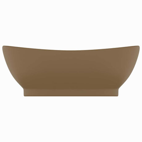 Vidaxl -Waschbecken mit Landung oval 58,5 x 39 cm Keramikmattencreme