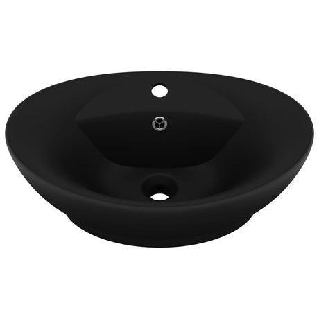 VIDAXL WASHBAIN mit Landung Oval 58,5 x 39 cm Keramikmattschwarz