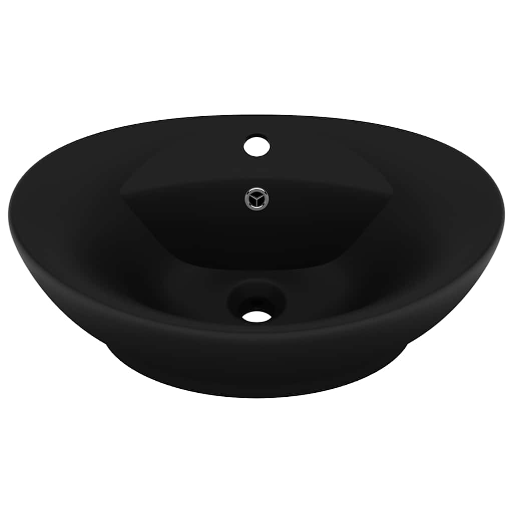 VIDAXL WASHBAIN mit Landung Oval 58,5 x 39 cm Keramikmattschwarz