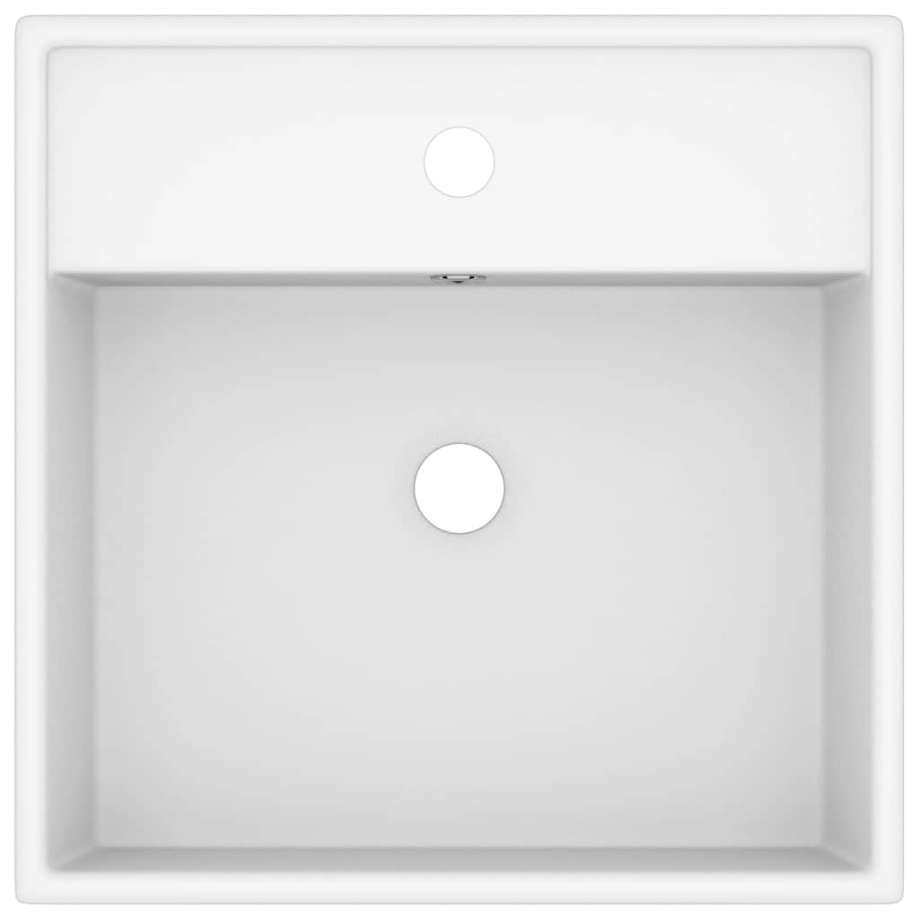 Vidaxl -Waschbecken mit Landesquadrat 41 x 41 cm Keramikmatte Weiß