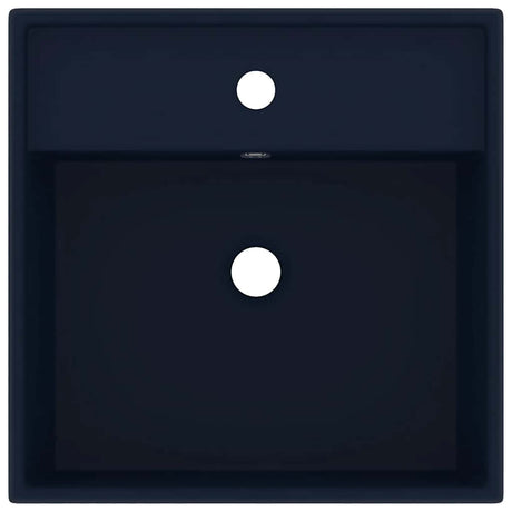 Vidaxl wastafel met overloop vierkant 41x41cm keramiek mat donkerblauw