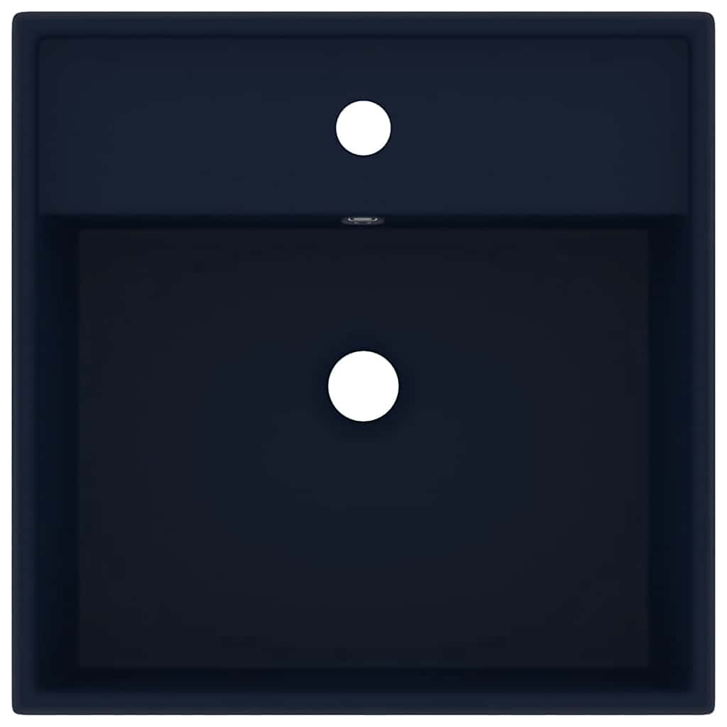 Vidaxl wastafel met overloop vierkant 41x41cm keramiek mat donkerblauw